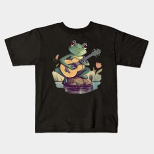 Frog Guitar Acoustic Kids T-Shirt
